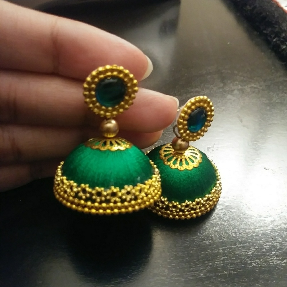 Silk thread earrings jhumka style